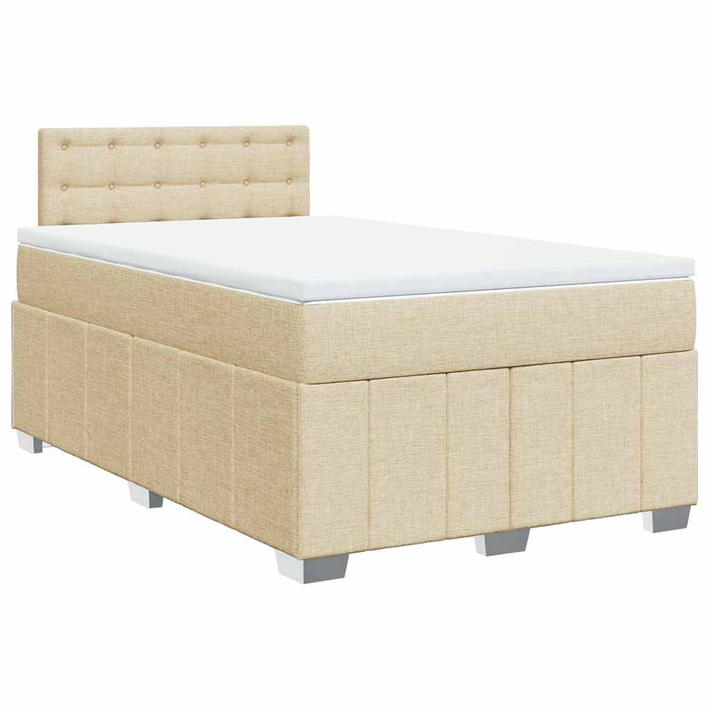 vidaXL Κρεβάτι Boxspring με Στρώμα Κρεμ 120x200 εκ. Υφασμάτινο