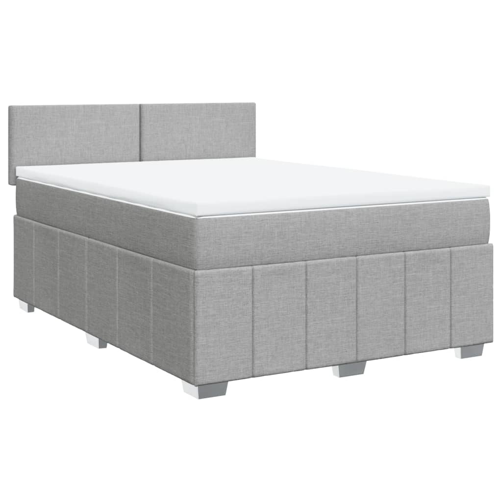 vidaXL Κρεβάτι Boxspring με Στρώμα Ανοιχτό Γκρι 140x190 εκ. Υφασμάτινο