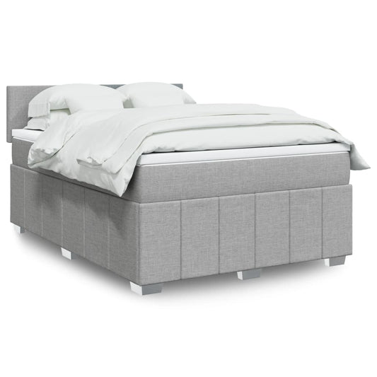 vidaXL Κρεβάτι Boxspring με Στρώμα Ανοιχτό Γκρι 140x190 εκ. Υφασμάτινο