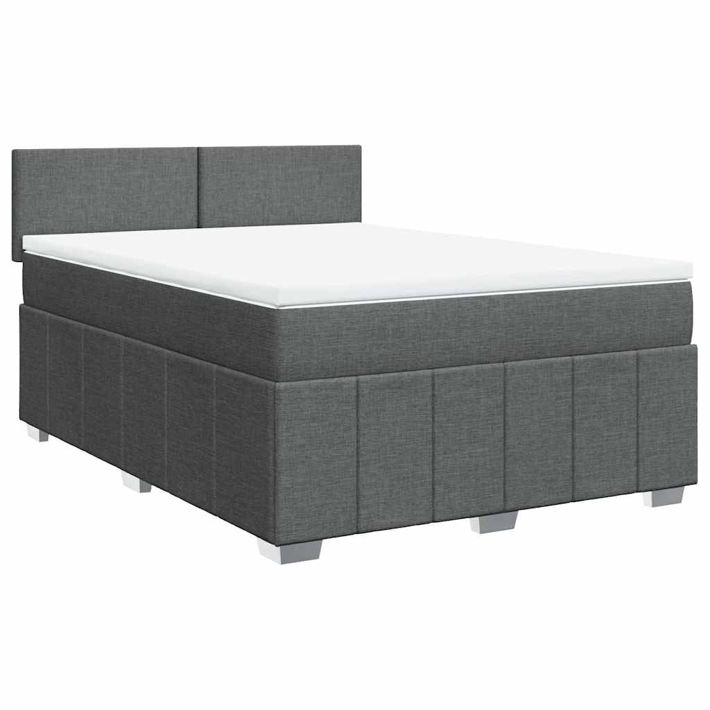 vidaXL Κρεβάτι Boxspring με Στρώμα Σκούρο Γκρι 140x190 εκ. Υφασμάτινο