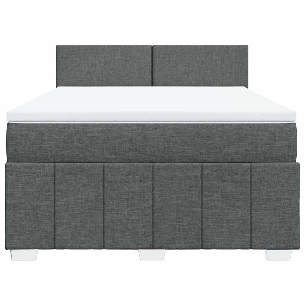 vidaXL Κρεβάτι Boxspring με Στρώμα Σκούρο Γκρι 140x190 εκ. Υφασμάτινο