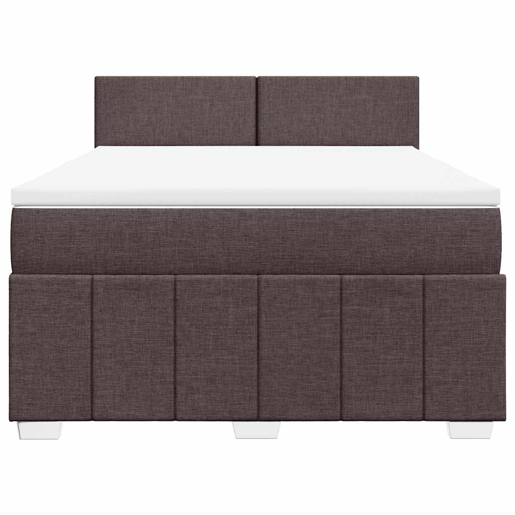 vidaXL Κρεβάτι Boxspring με Στρώμα Σκούρο Καφέ 140x190 εκ. Υφασμάτινο