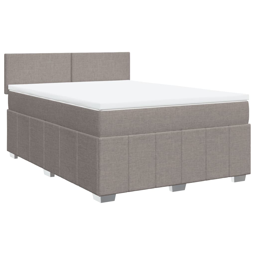 vidaXL Κρεβάτι Boxspring με Στρώμα Taupe 140x190 εκ. Υφασμάτινο