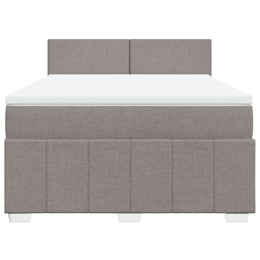 vidaXL Κρεβάτι Boxspring με Στρώμα Taupe 140x190 εκ. Υφασμάτινο