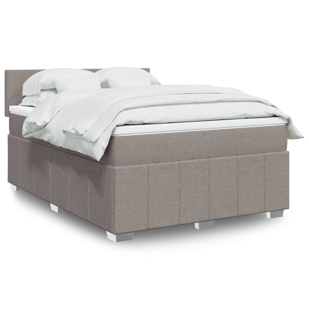 vidaXL Κρεβάτι Boxspring με Στρώμα Taupe 140x190 εκ. Υφασμάτινο