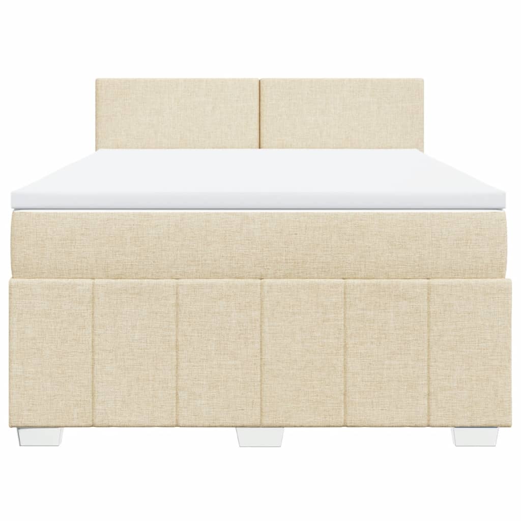 vidaXL Κρεβάτι Boxspring με Στρώμα Κρεμ 140x190 εκ. Υφασμάτινο