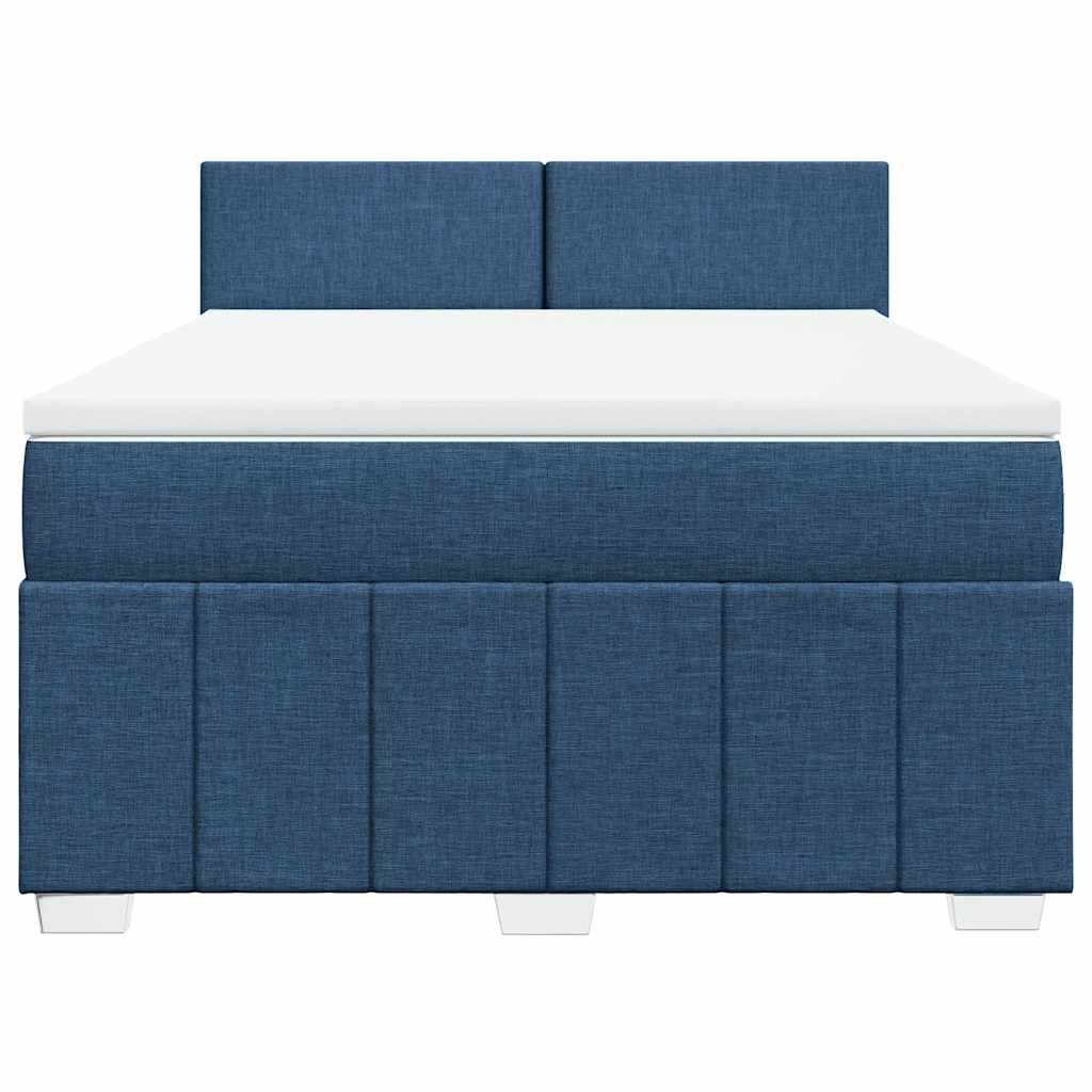 vidaXL Κρεβάτι Boxspring με Στρώμα Μπλε 140x190 εκ. Υφασμάτινο