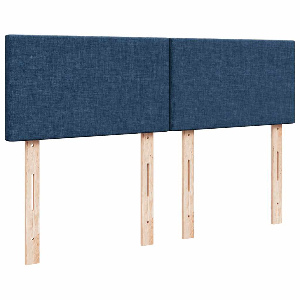 vidaXL Κρεβάτι Boxspring με Στρώμα Μπλε 140x190 εκ. Υφασμάτινο