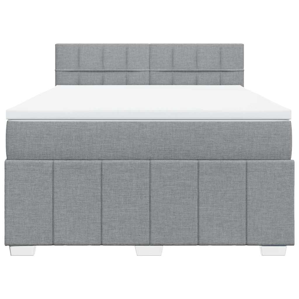 vidaXL Κρεβάτι Boxspring με Στρώμα Ανοιχτό Γκρι 140x190 εκ. Υφασμάτινο