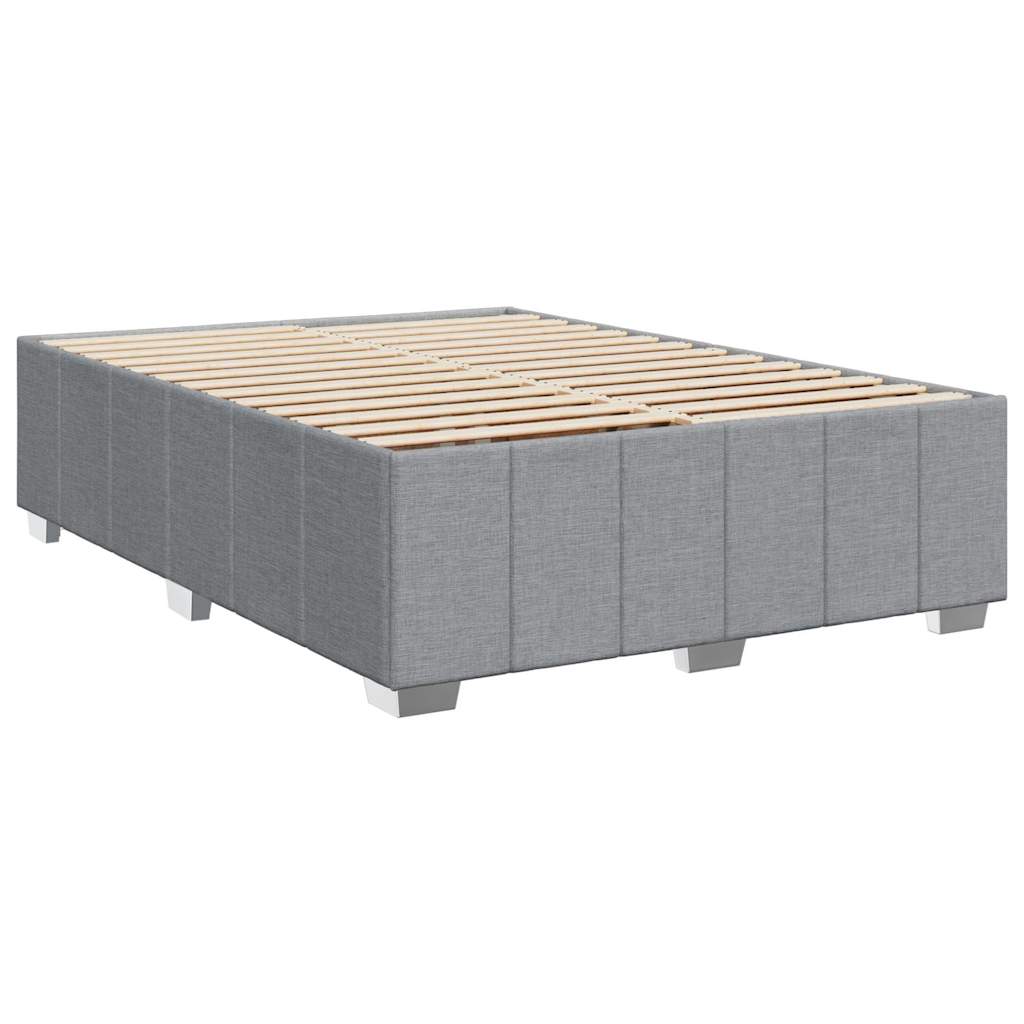 vidaXL Κρεβάτι Boxspring με Στρώμα Ανοιχτό Γκρι 140x190 εκ. Υφασμάτινο