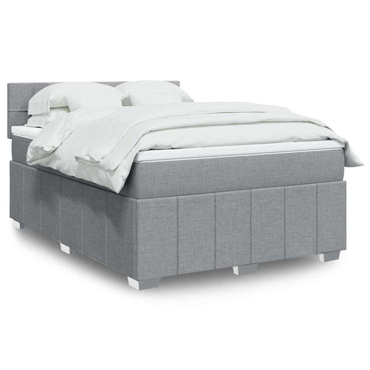vidaXL Κρεβάτι Boxspring με Στρώμα Ανοιχτό Γκρι 140x190 εκ. Υφασμάτινο