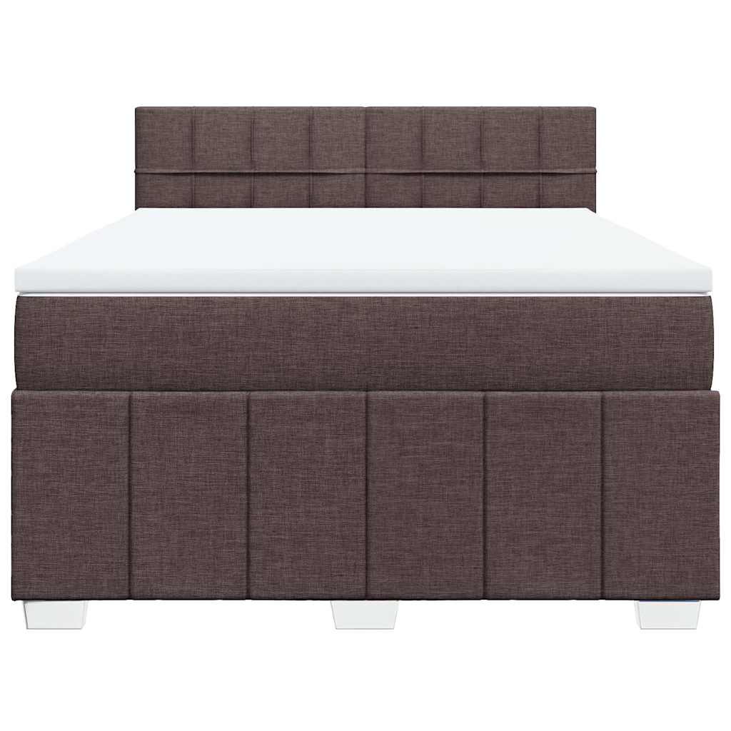 vidaXL Κρεβάτι Boxspring με Στρώμα Σκούρο Καφέ 140x190 εκ. Υφασμάτινο