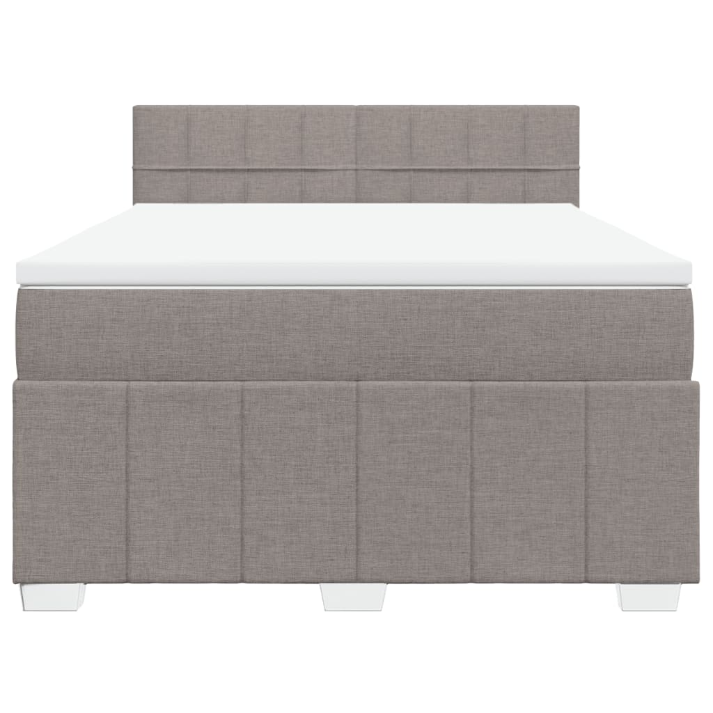 vidaXL Κρεβάτι Boxspring με Στρώμα Taupe 140x190 εκ. Υφασμάτινο