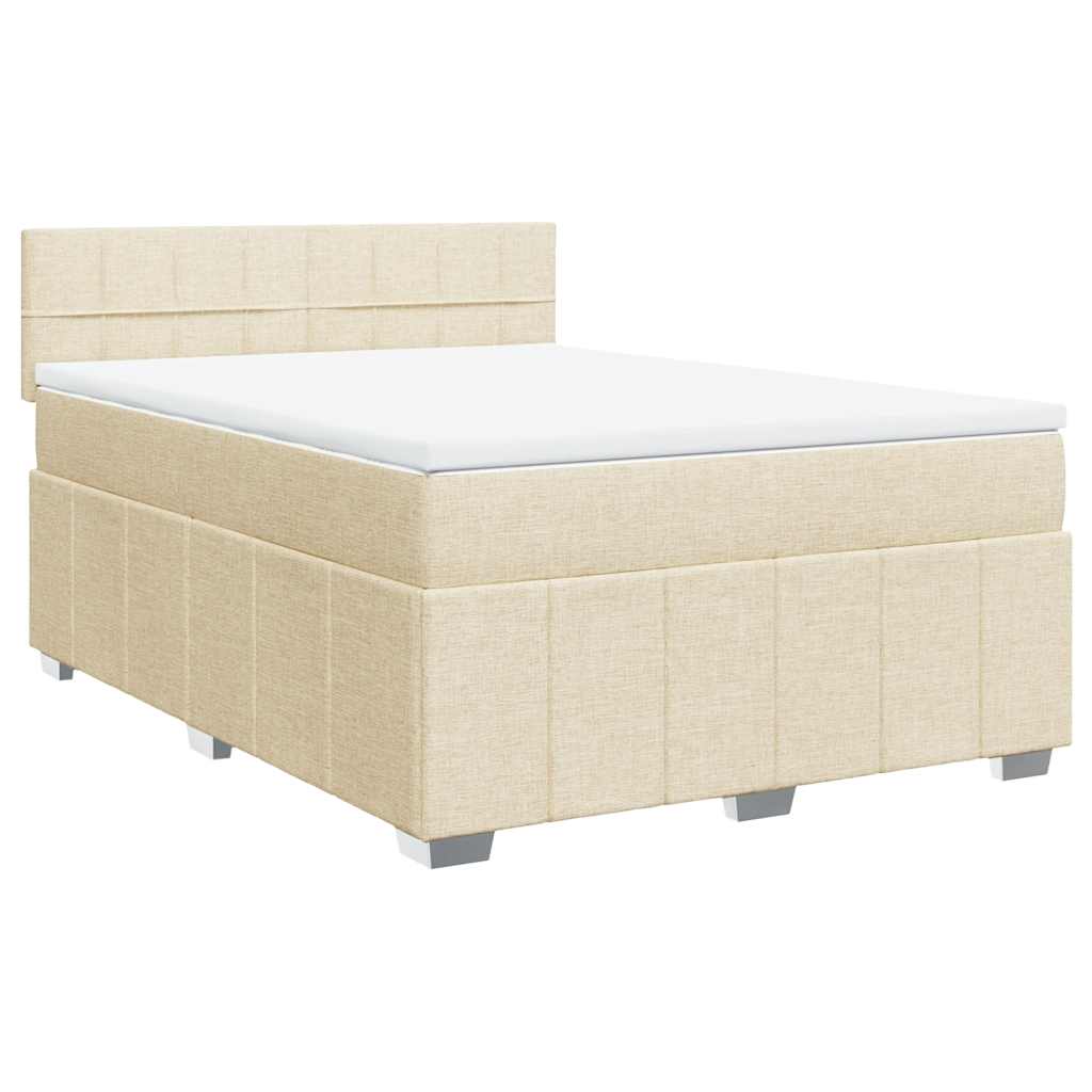 vidaXL Κρεβάτι Boxspring με Στρώμα Κρεμ 140x190 εκ. Υφασμάτινο
