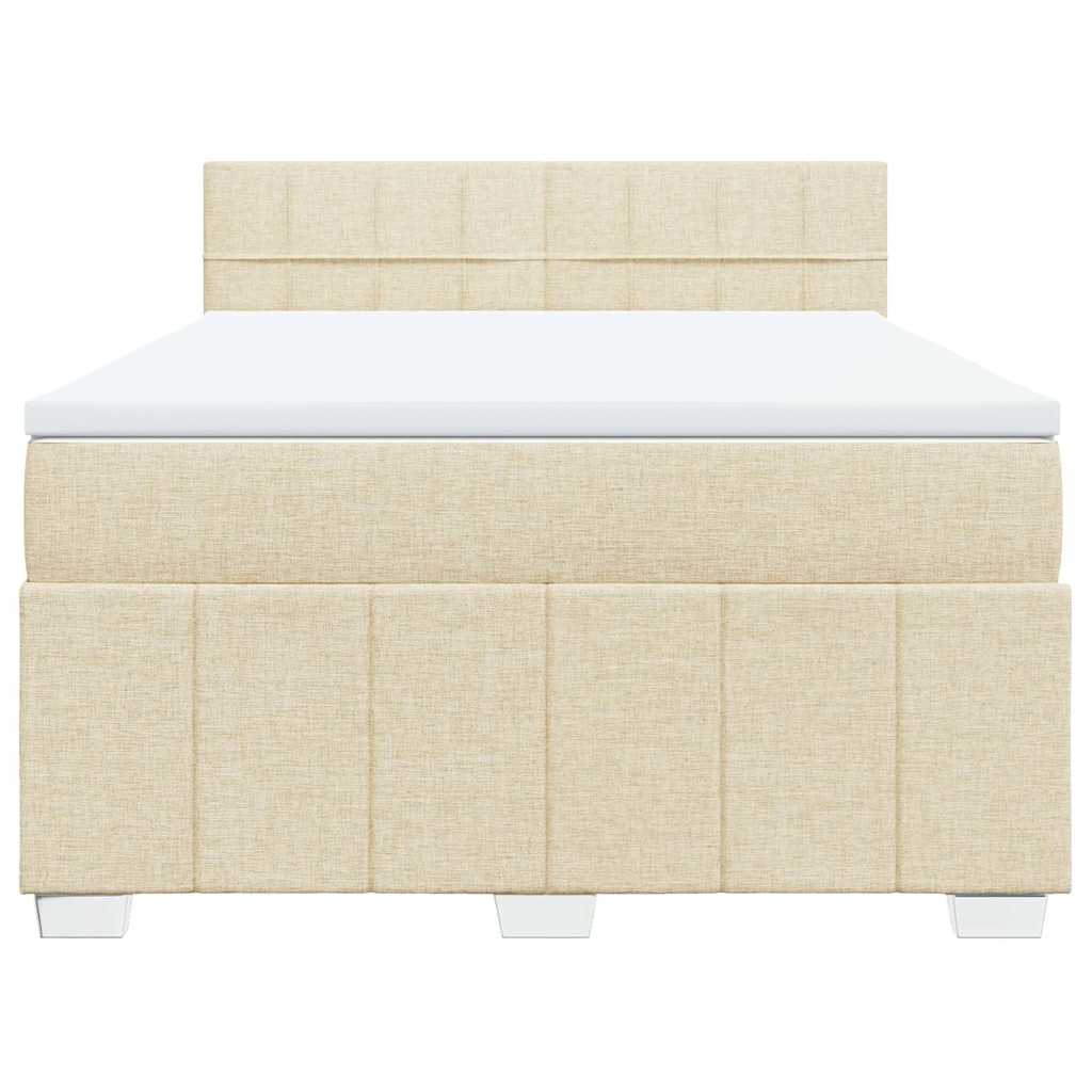 vidaXL Κρεβάτι Boxspring με Στρώμα Κρεμ 140x190 εκ. Υφασμάτινο