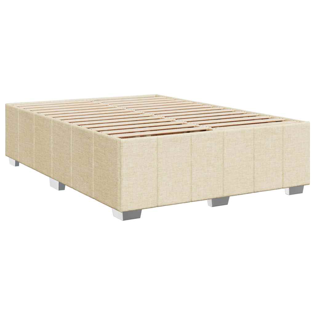 vidaXL Κρεβάτι Boxspring με Στρώμα Κρεμ 140x190 εκ. Υφασμάτινο
