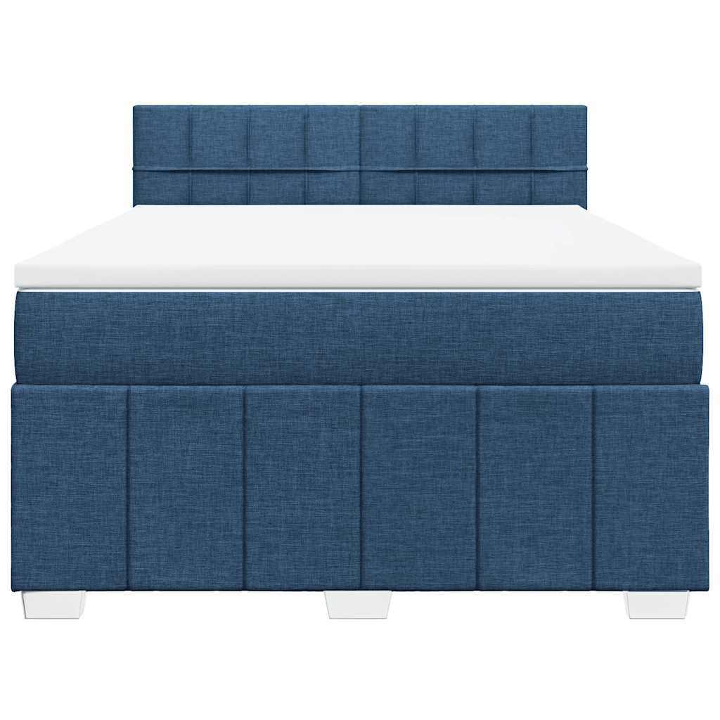 vidaXL Κρεβάτι Boxspring με Στρώμα Μπλε 140x190 εκ. Υφασμάτινο