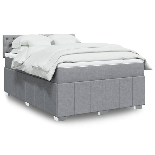vidaXL Κρεβάτι Boxspring με Στρώμα Ανοιχτό Γκρι 140x190 εκ. Υφασμάτινο
