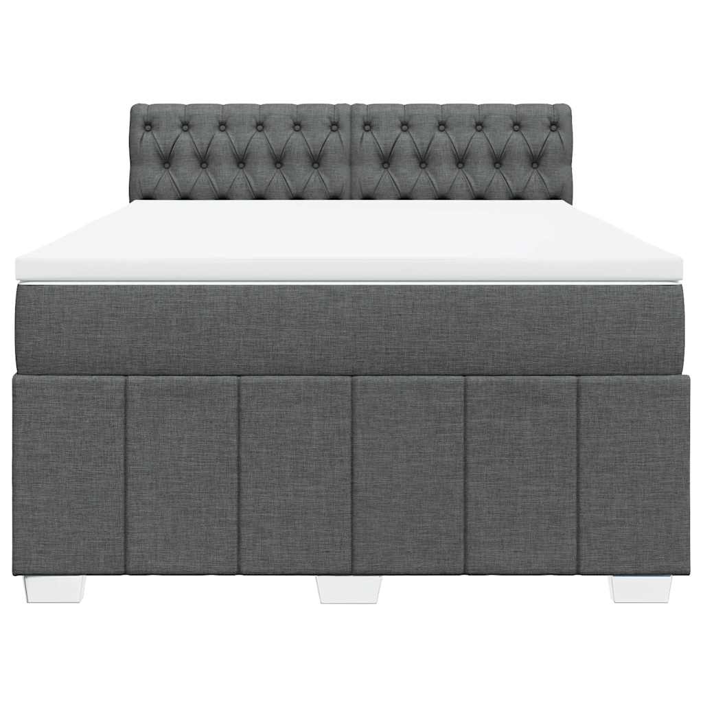 vidaXL Κρεβάτι Boxspring με Στρώμα Σκούρο Γκρι 140x190 εκ. Υφασμάτινο