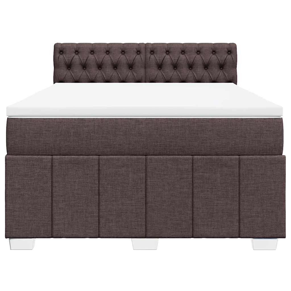 vidaXL Κρεβάτι Boxspring με Στρώμα Σκούρο Καφέ 140x190 εκ. Υφασμάτινο