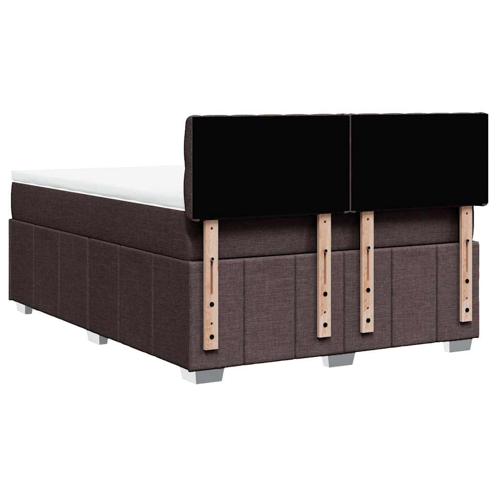vidaXL Κρεβάτι Boxspring με Στρώμα Σκούρο Καφέ 140x190 εκ. Υφασμάτινο