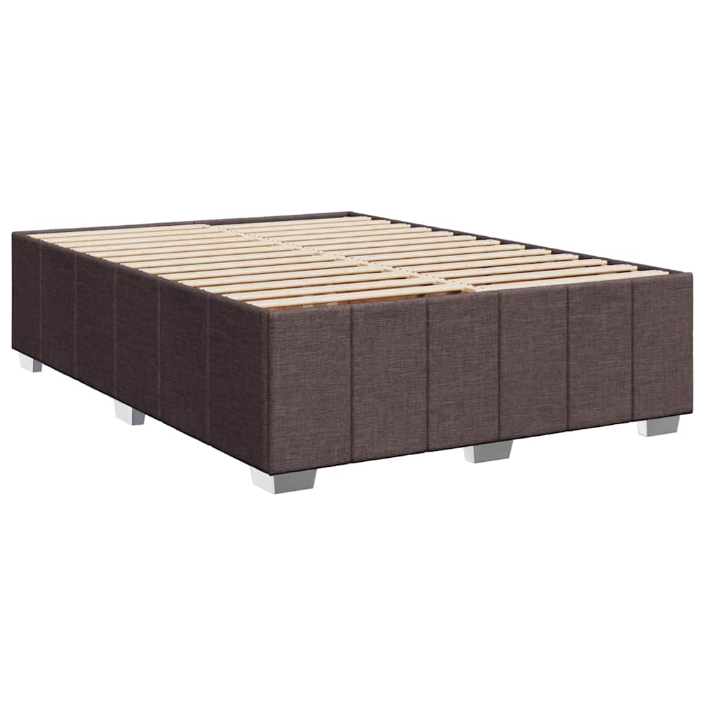 vidaXL Κρεβάτι Boxspring με Στρώμα Σκούρο Καφέ 140x190 εκ. Υφασμάτινο