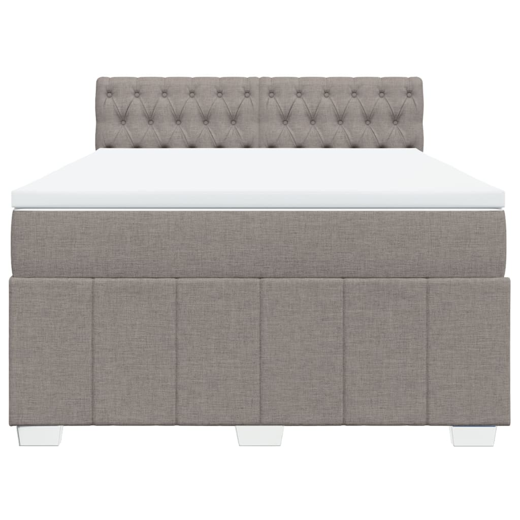 vidaXL Κρεβάτι Boxspring με Στρώμα Taupe 140x190 εκ. Υφασμάτινο