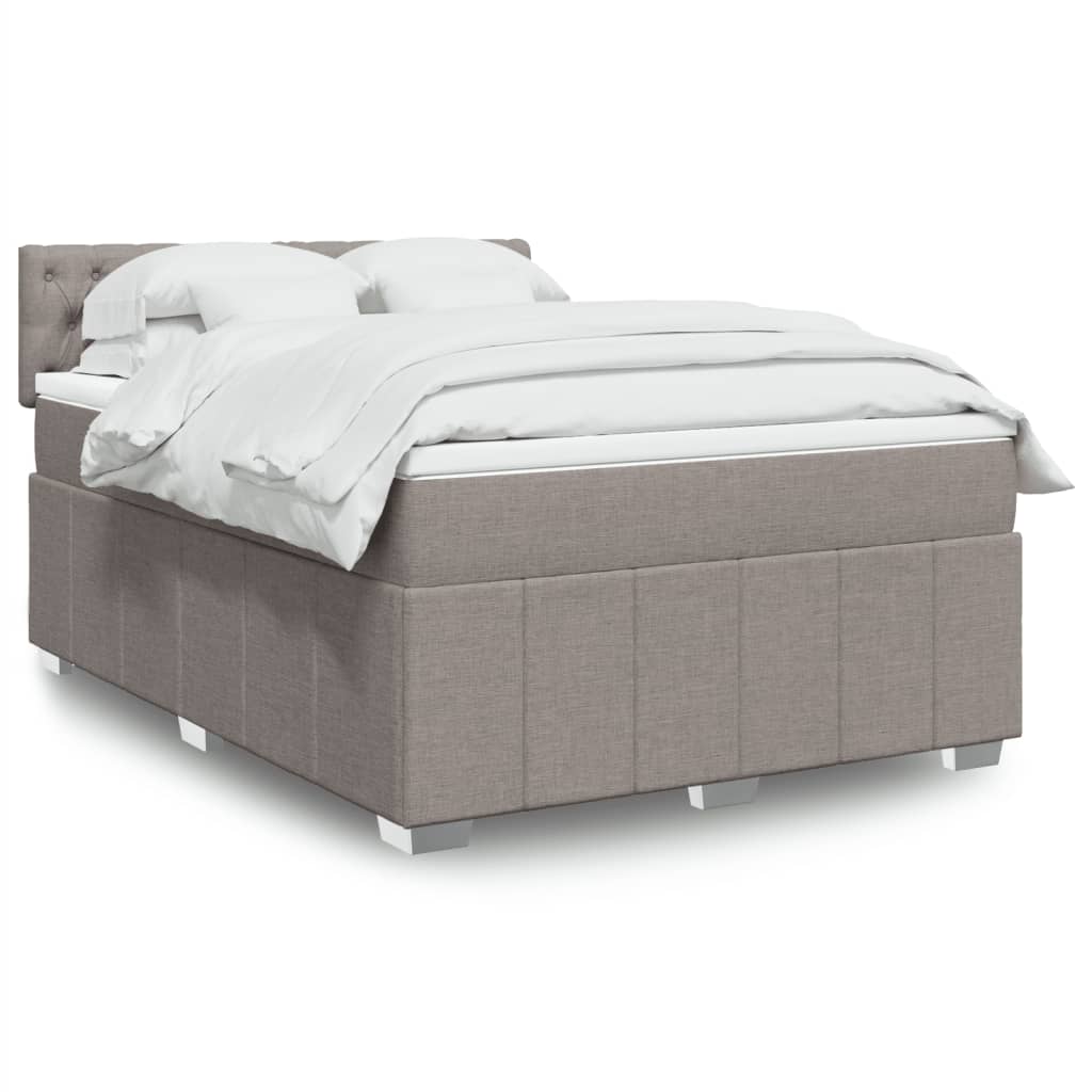 vidaXL Κρεβάτι Boxspring με Στρώμα Taupe 140x190 εκ. Υφασμάτινο
