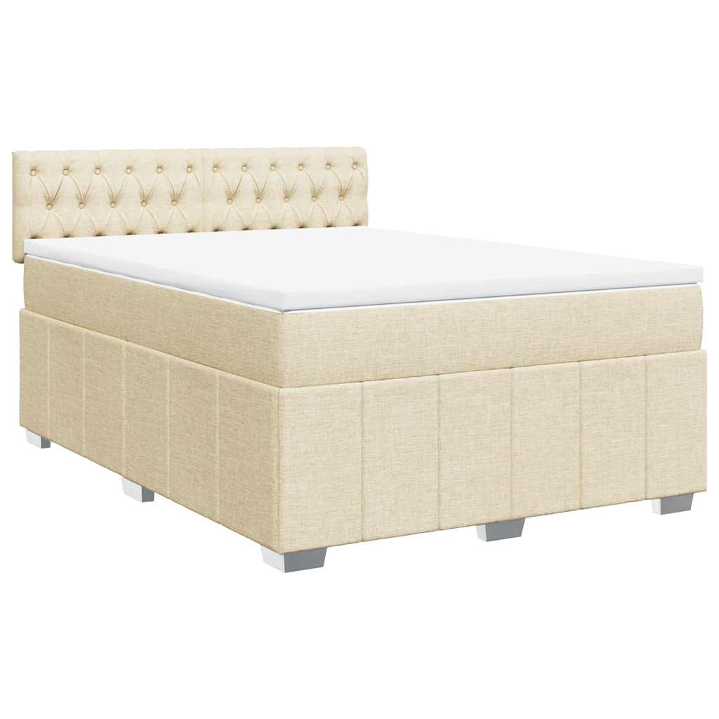 vidaXL Κρεβάτι Boxspring με Στρώμα Κρεμ 140x190 εκ. Υφασμάτινο