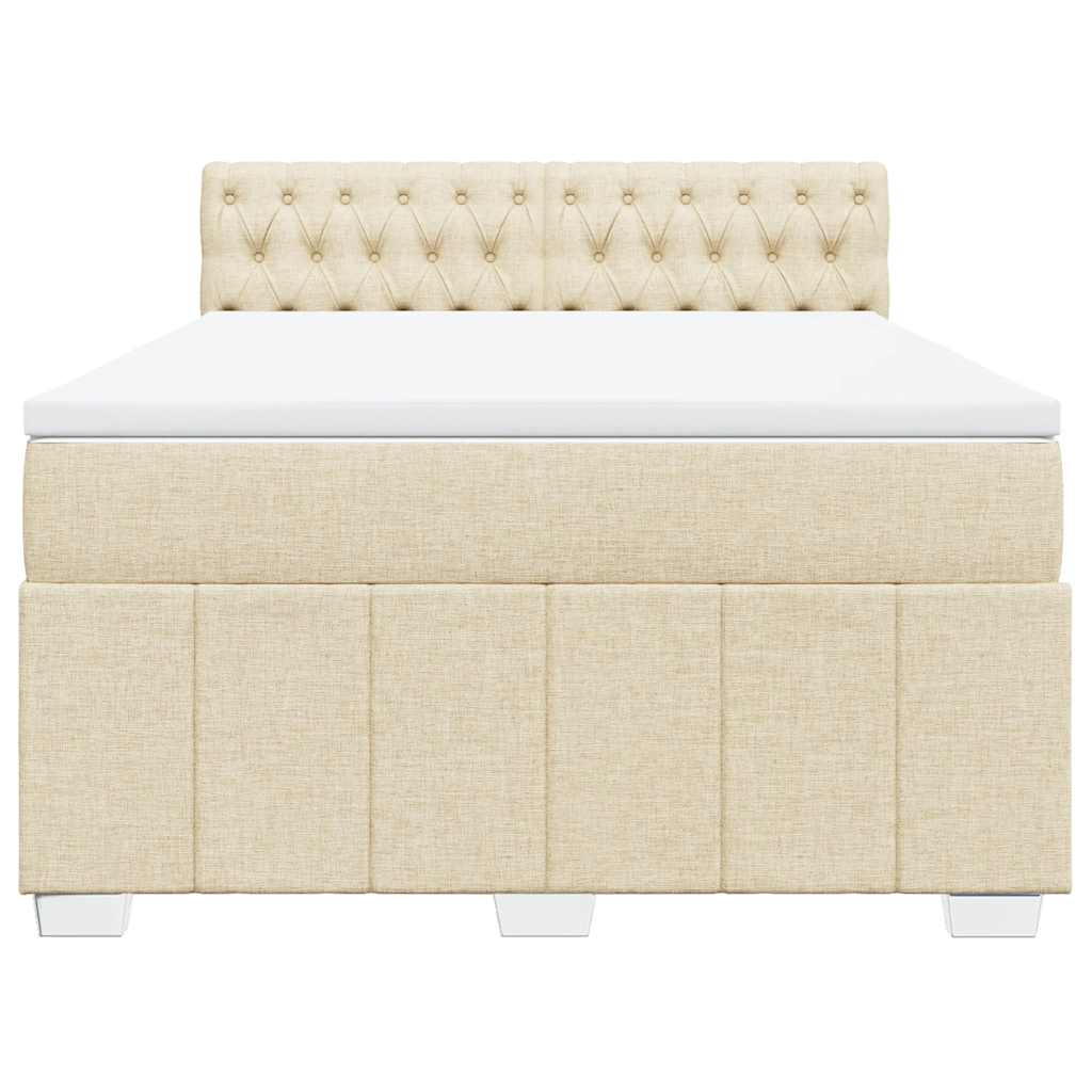vidaXL Κρεβάτι Boxspring με Στρώμα Κρεμ 140x190 εκ. Υφασμάτινο