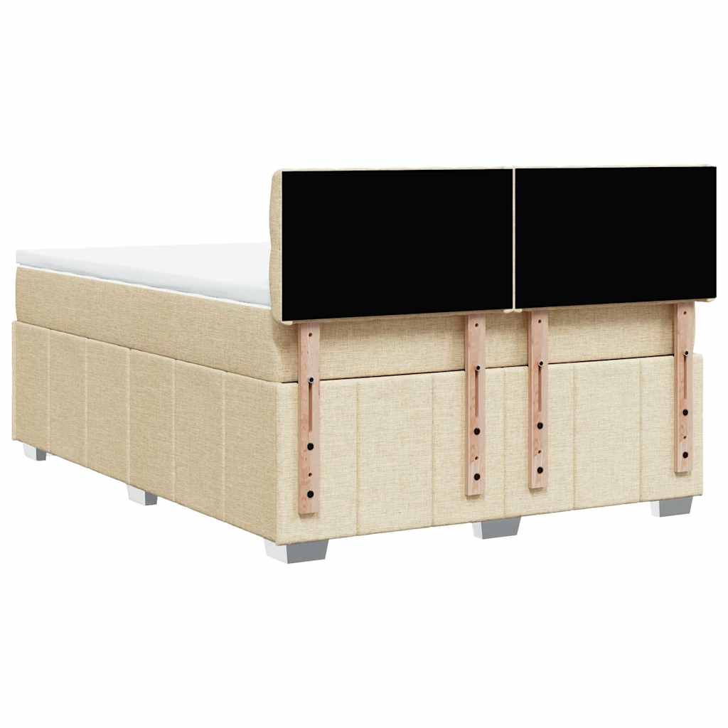 vidaXL Κρεβάτι Boxspring με Στρώμα Κρεμ 140x190 εκ. Υφασμάτινο