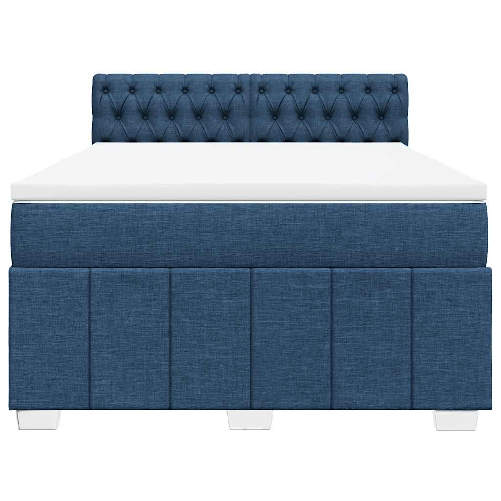 vidaXL Κρεβάτι Boxspring με Στρώμα Μπλε 140x190 εκ. Υφασμάτινο