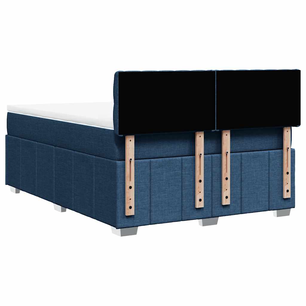 vidaXL Κρεβάτι Boxspring με Στρώμα Μπλε 140x190 εκ. Υφασμάτινο