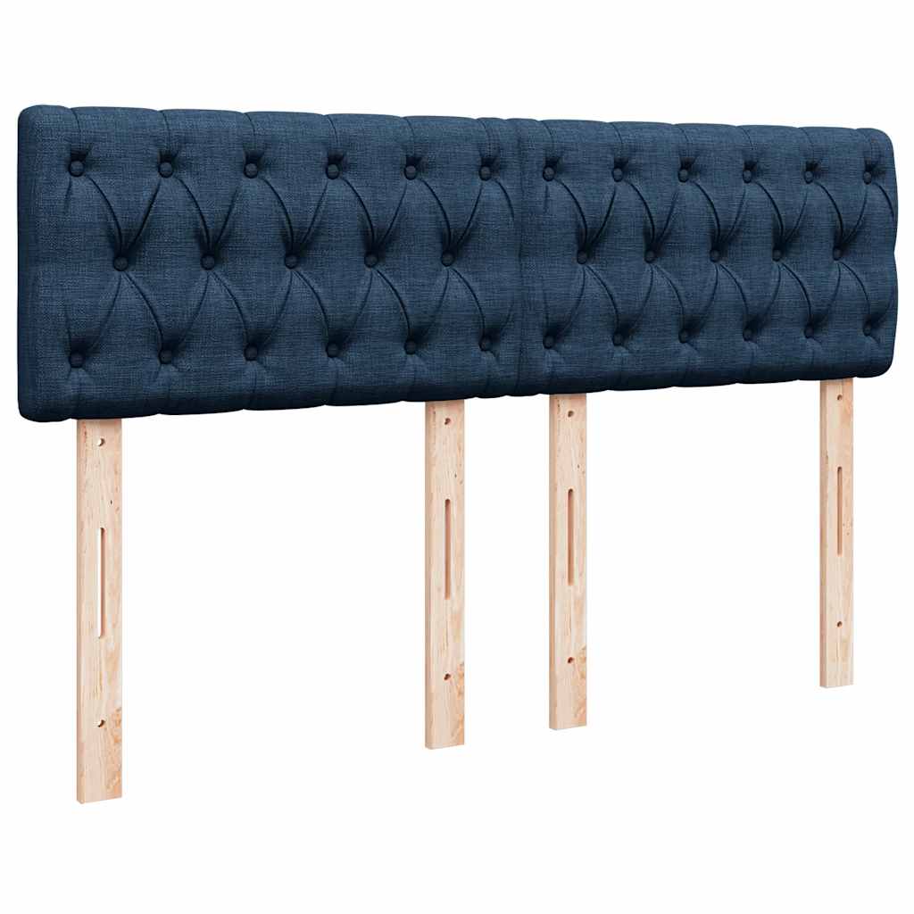 vidaXL Κρεβάτι Boxspring με Στρώμα Μπλε 140x190 εκ. Υφασμάτινο