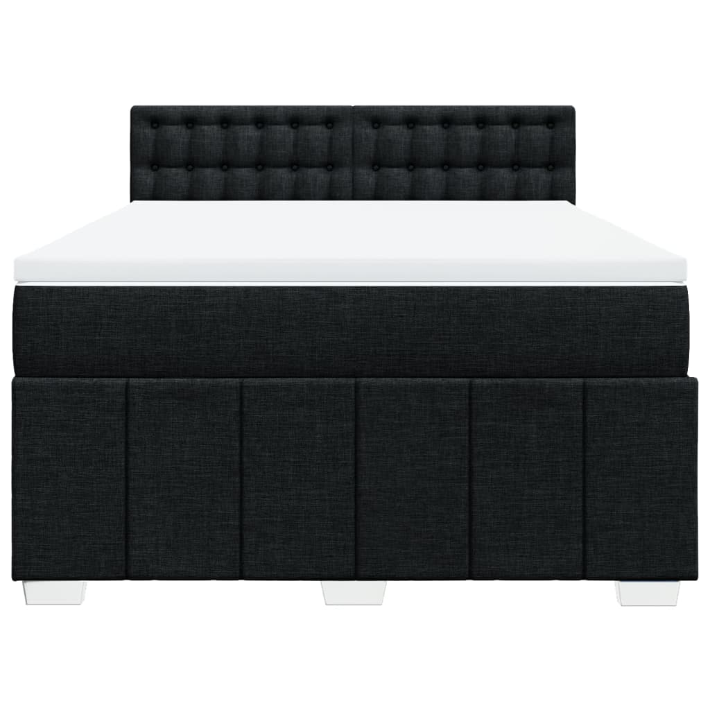 vidaXL Κρεβάτι Boxspring με Στρώμα Μαύρο 140x190 εκ. Υφασμάτινο