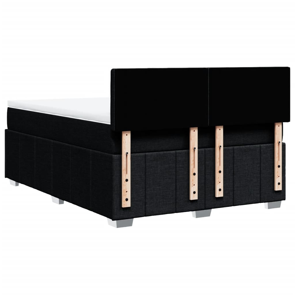 vidaXL Κρεβάτι Boxspring με Στρώμα Μαύρο 140x190 εκ. Υφασμάτινο
