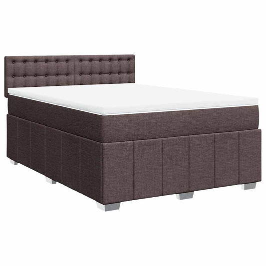 vidaXL Κρεβάτι Boxspring με Στρώμα Σκούρο Καφέ 140x190 εκ. Υφασμάτινο