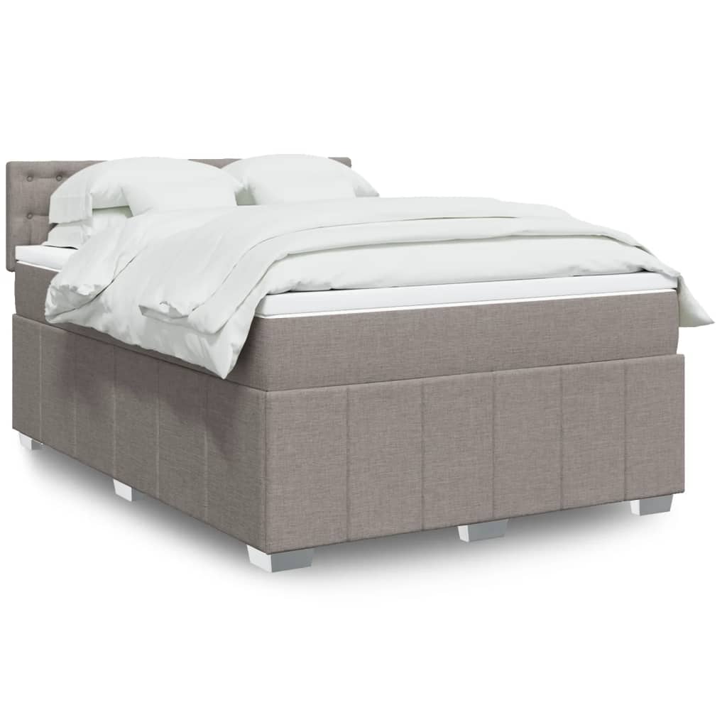 vidaXL Κρεβάτι Boxspring με Στρώμα Taupe 140x190 εκ. Υφασμάτινο