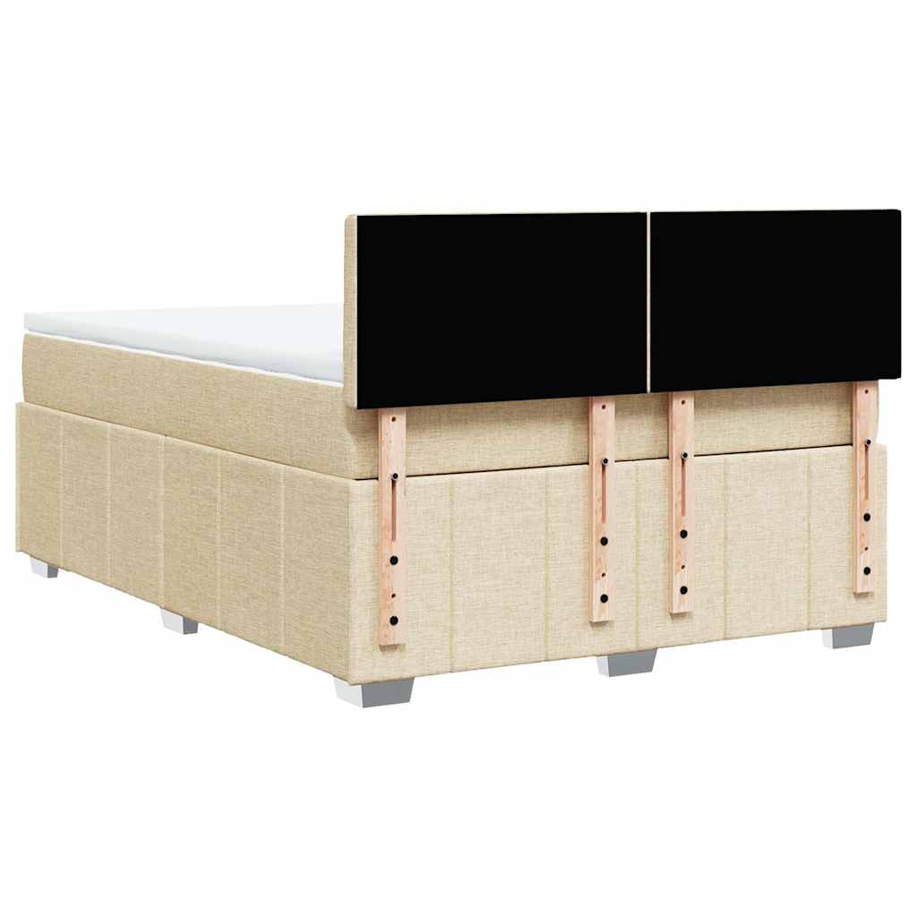 vidaXL Κρεβάτι Boxspring με Στρώμα Κρεμ 140x190 εκ. Υφασμάτινο