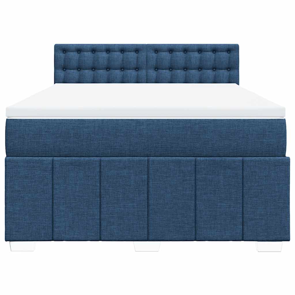 vidaXL Κρεβάτι Boxspring με Στρώμα Μπλε 140x190 εκ. Υφασμάτινο