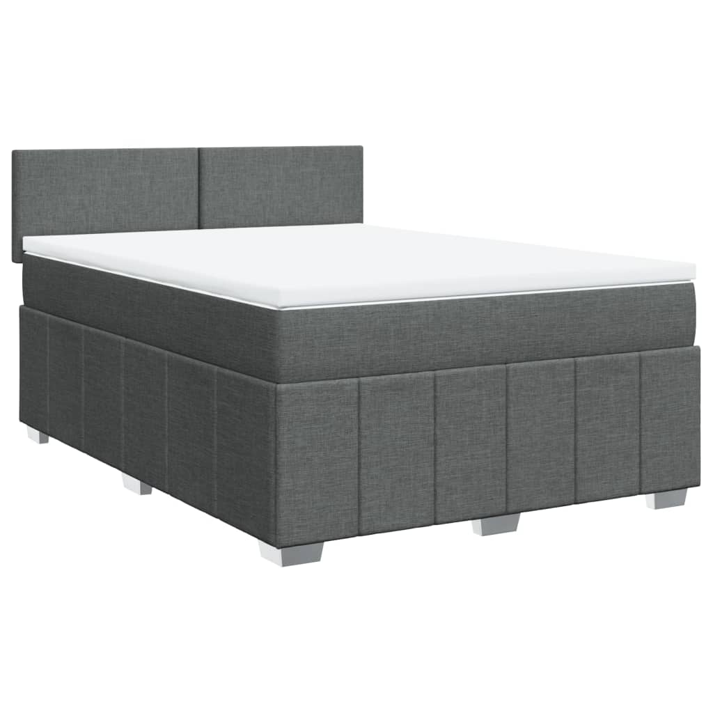 vidaXL Κρεβάτι Boxspring με Στρώμα Σκούρο Γκρι 140x200 εκ Υφασμάτινο