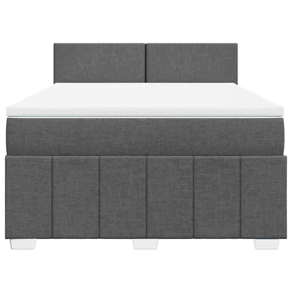 vidaXL Κρεβάτι Boxspring με Στρώμα Σκούρο Γκρι 140x200 εκ Υφασμάτινο