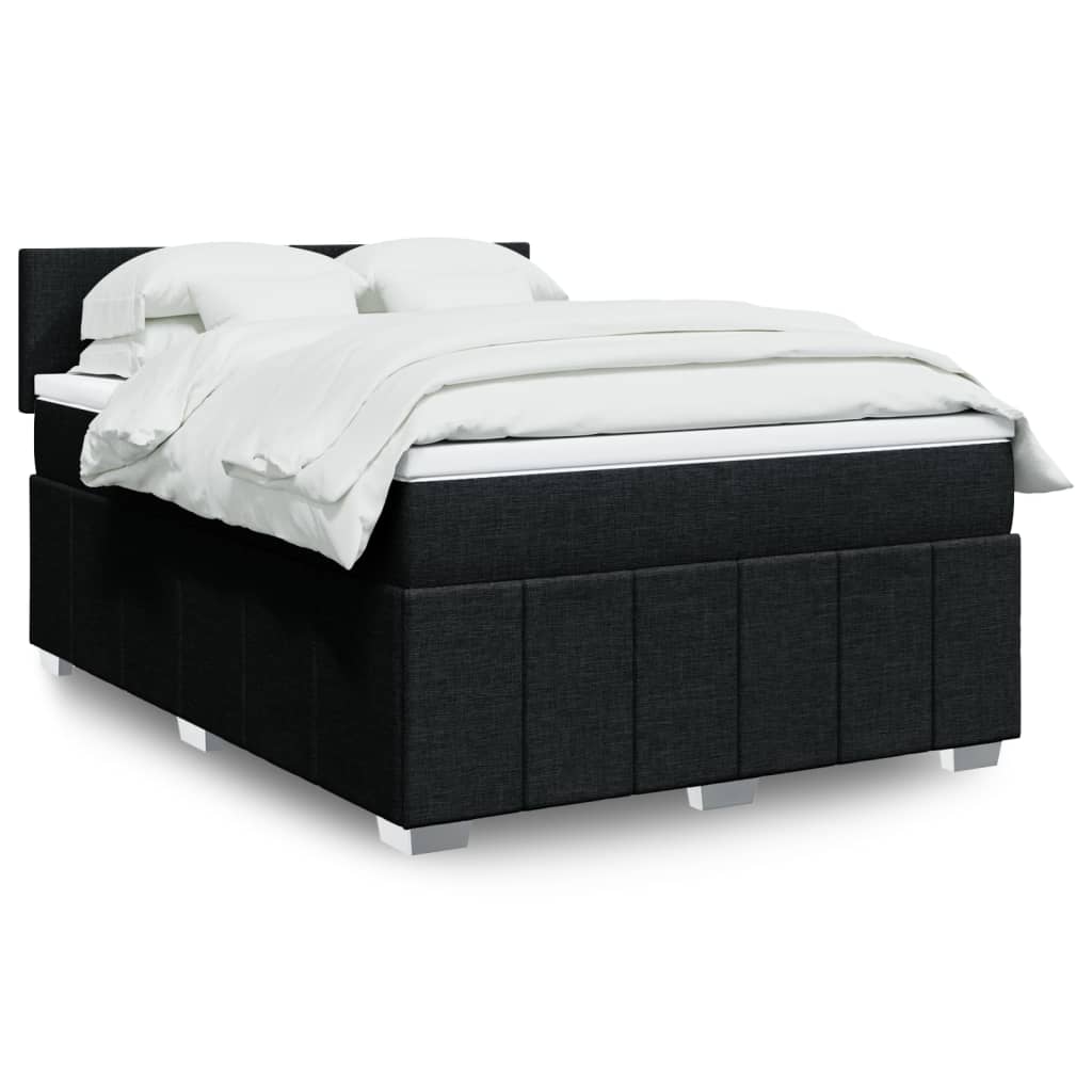 vidaXL Κρεβάτι Boxspring με Στρώμα Μαύρο 140x200 εκ. Υφασμάτινο