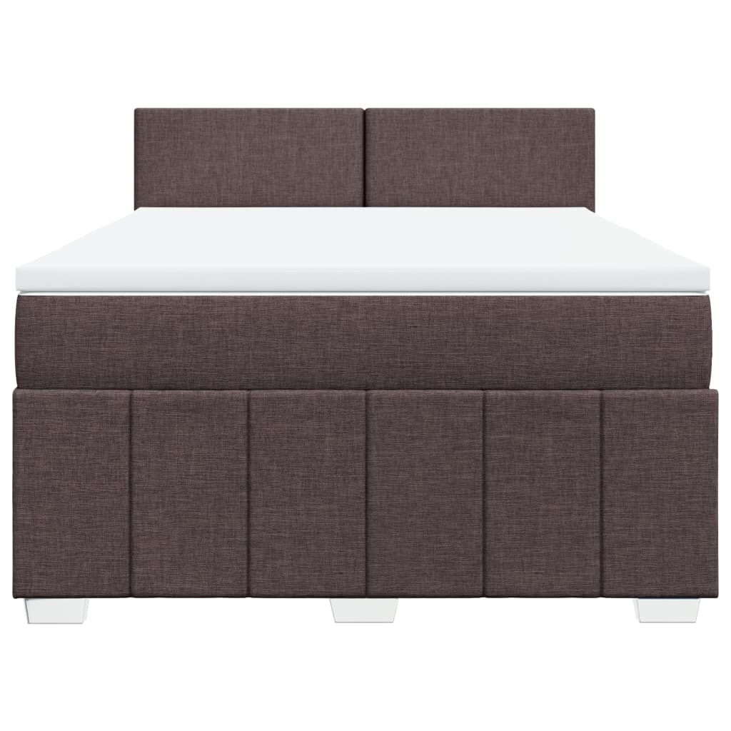 vidaXL Κρεβάτι Boxspring με Στρώμα Σκούρο Καφέ 140x200 εκ Υφασμάτινο