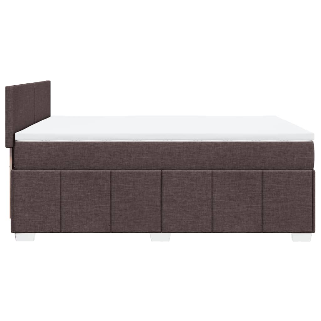 vidaXL Κρεβάτι Boxspring με Στρώμα Σκούρο Καφέ 140x200 εκ Υφασμάτινο