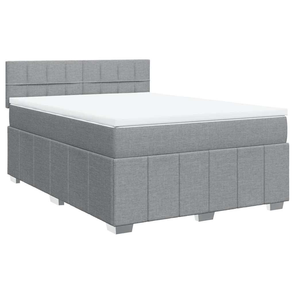 vidaXL Κρεβάτι Boxspring με Στρώμα Ανοιχτό Γκρι 140x200 εκ. Υφασμάτινο