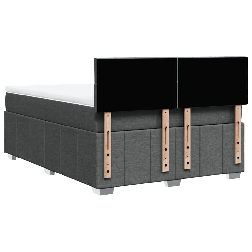 vidaXL Κρεβάτι Boxspring με Στρώμα Σκούρο Γκρι 140x200 εκ Υφασμάτινο