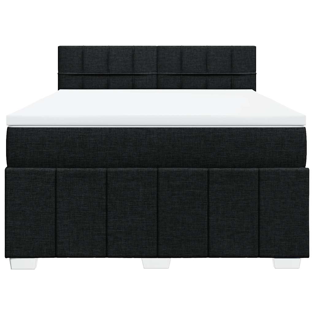 vidaXL Κρεβάτι Boxspring με Στρώμα Μαύρο 140x200 εκ. Υφασμάτινο
