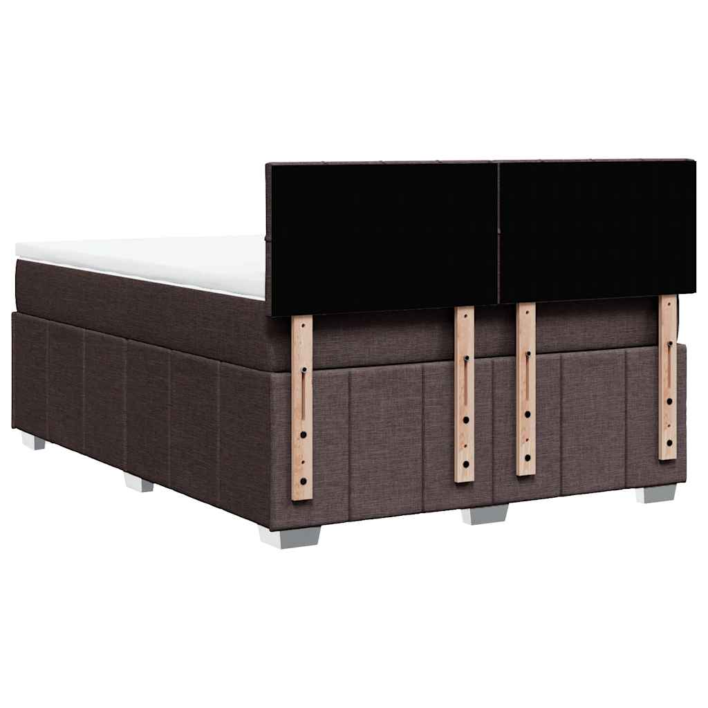 vidaXL Κρεβάτι Boxspring με Στρώμα Σκούρο Καφέ 140x200 εκ Υφασμάτινο