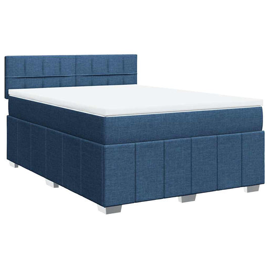 vidaXL Κρεβάτι Boxspring με Στρώμα Μπλε 140x200 εκ. Υφασμάτινο